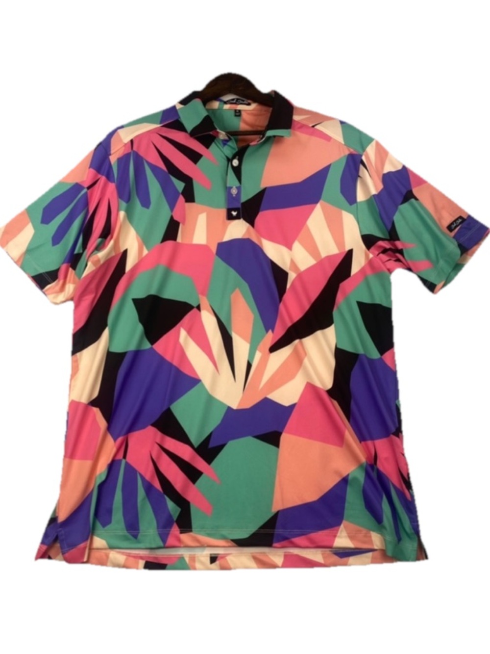 Bad Birdie Men’s Polo Golf Shirt Multicolor Abstract Pattern Size XL